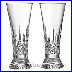 New Waterford Crystal Lismore Pilsner Beer Glass 14 ounce Barware 2Pc Set