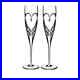 Nib Waterford Pair Set Of 2 Toasting Flute True Love Crystal Champagne Glasses