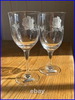 Noritake Virtue 868 Etched Rose Lead Crystal Glass Set 15pc Japan 8 Water 7 Wine