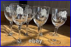 Noritake Virtue 868 Etched Rose Lead Crystal Glass Set 15pc Japan 8 Water 7 Wine