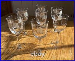 Noritake Virtue 868 Etched Rose Lead Crystal Glass Set 15pc Japan 8 Water 7 Wine