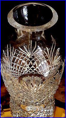 OLD Crystal CUT GLASS TUMBLE UP Carafe/Tumbler Set BEVEL DIAMOND CUT & FAN RARE