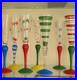 ORREFORS ANNE NILSSON CLOWN CHAMPAGNE FLUTE 10.5 GREEN STRIPE SET of 7
