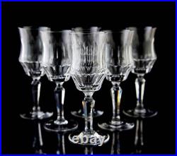 Old Galway Plain Foot Claret Wine Glasses Set of 6 Vintage Crystal Stemware