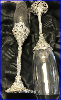 Olivia Riegel Windsor Crystal Champagne Toasting Flute Wedding Glass Set of 2 