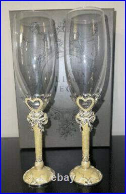 Olivia Riegel Windsor Crystal Champagne Toasting Flute Wedding Glass Set of 2
