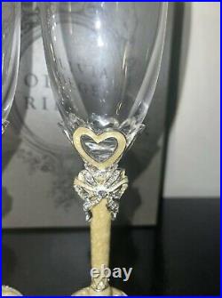 Olivia Riegel Windsor Crystal Champagne Toasting Flute Wedding Glass Set of 2