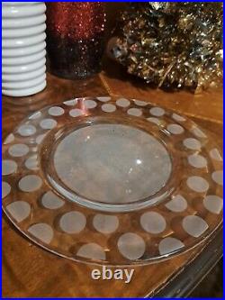 Orrefors Clara Crystal Frosted Polkadot Plates (Set 4)