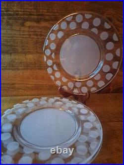 Orrefors Clara Crystal Frosted Polkadot Plates (Set 4)