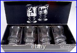 Orrefors Crystal Claret Wine Goblet Glasses MCM Karin Set 4 Sweden 1970s New Box