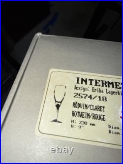 Orrefors Sweden 2574 Intermezzo Blue Tear Wine Glasses Set of Four NOS ORIG BOX