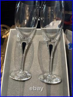 Orrefors Sweden 2574 Intermezzo Blue Tear Wine Glasses Set of Four NOS ORIG BOX