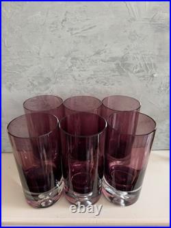 Oslo Block Stockholm Krosno 6 1/4 Amethyst Highball Bubble Glasses Set Of Six
