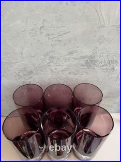 Oslo Block Stockholm Krosno 6 1/4 Amethyst Highball Bubble Glasses Set Of Six
