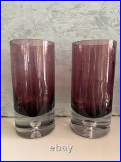 Oslo Block Stockholm Krosno 6 1/4 Amethyst Highball Bubble Glasses Set Of Six