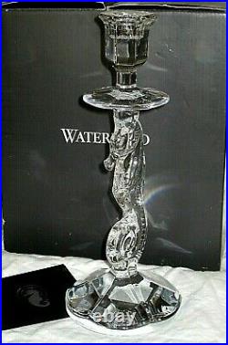 Pair WATERFORD Crystal SEAHORSE Candlesticks 11 Set 2 Candle Holders NIB GIFT