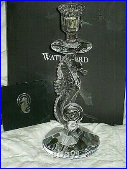 Pair WATERFORD Crystal SEAHORSE Candlesticks 11 Set 2 Candle Holders NIB GIFT