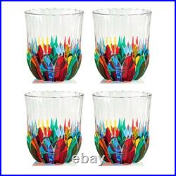 Palermo Italian Crystal Whiskey Old Fashioned Glasses Set of 4 Hand Painted