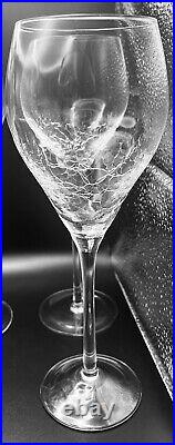 Pier 1 Reflections Crackle Wine Glasses Water Goblets 9 1/4 Set Of 6 Clear