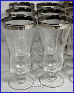 Platinum Rimmed MCM Crystal Stemmed Dessert Juice Goblets & Saucers Set Of 24