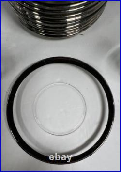 Platinum Rimmed MCM Crystal Stemmed Dessert Juice Goblets & Saucers Set Of 24