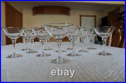Platinum Rimmed Mid Century Modern Crystal Elegant Champagne Glasses Set Of 12