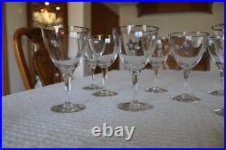 Platinum Rimmed Mid Century Modern Crystal Stemware Water Wine Goblets Set Of 11