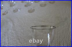 Platinum Rimmed Mid Century Modern Crystal Stemware Water Wine Goblets Set Of 11