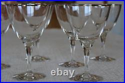 Platinum Rimmed Mid Century Modern Crystal Stemware Water Wine Goblets Set Of 11