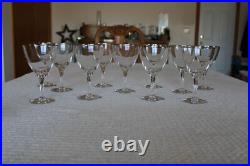 Platinum Rimmed Mid Century Modern Crystal Stemware Water Wine Goblets Set Of 11