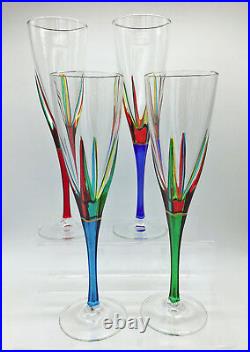 Positano Champagne Flutes Set/4 Hand Painted Venetian Glassware