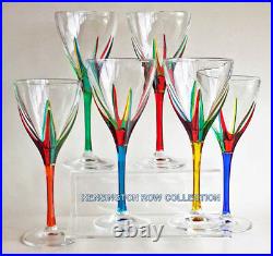 Positano Wine Glasses Set Of Six Hand Painted Venetian Glassware