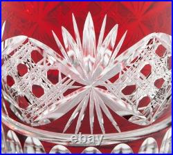 Pottery Barn Red Double Old Fashioned Glasses Set of 4 Cut Crystal