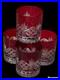 PotteryBarn Red Cut To Clear Crystal Double Old Fashioned Glasses S / 4 10.5 oz