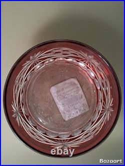 PotteryBarn Red Cut To Clear Crystal Double Old Fashioned Glasses S / 4 10.5 oz
