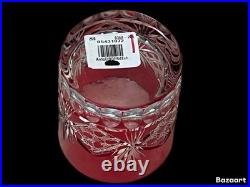 PotteryBarn Red Cut To Clear Crystal Double Old Fashioned Glasses S / 4 10.5 oz