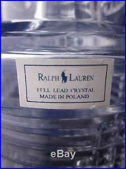 RALPH LAUREN Crystal Glen Plaid 2 Piece SIGNED Nite Set Carafe & Glass EXCELLENT