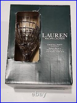 RALPH LAUREN FINE CRYSTAL SET'Goblet Cocktail Party' Pattern Set of FOUR NIB