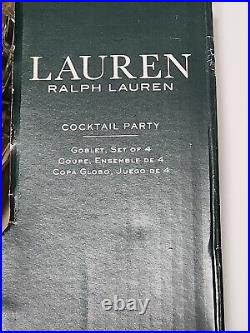 RALPH LAUREN FINE CRYSTAL SET'Goblet Cocktail Party' Pattern Set of FOUR NIB