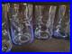 RARE 1930s Japan Etched Blue Crystal Tumbler Glasses Set of 8