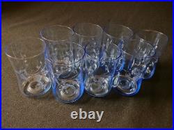 RARE 1930s Japan Etched Blue Crystal Tumbler Glasses Set of 8