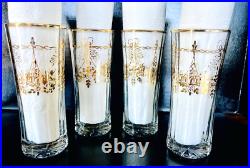RARE Bohemia Crystal Gilt Antique Highball Glasses Set Of 4 Pristine Cond-France RARE Bohemia Crystal Gilt Antique Highball Glasses Set Of 4 Pristine Cond-France