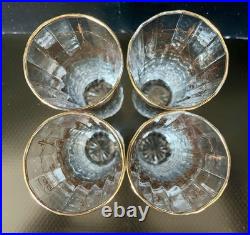 RARE Bohemia Crystal Gilt Antique Highball Glasses Set Of 4 Pristine Cond-France RARE Bohemia Crystal Gilt Antique Highball Glasses Set Of 4 Pristine Cond-France