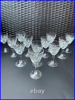 RARE Magnificent Set of 12 MCM Cut Crystal Liquor Cocktail Glasses 4 1/2 in MINT