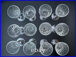 RARE Magnificent Set of 12 MCM Cut Crystal Liquor Cocktail Glasses 4 1/2 in MINT