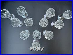 RARE Magnificent Set of 12 MCM Cut Crystal Liquor Cocktail Glasses 4 1/2 in MINT