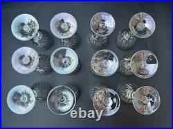 RARE Magnificent Set of 12 MCM Cut Crystal Liquor Cocktail Glasses 4 1/2 in MINT