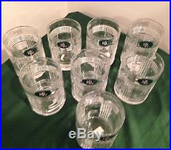 RARE Ralph Lauren Glen Plaid Crystal Double Old Fashioned Glasses Set of 8 New