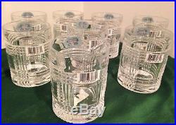 RARE Ralph Lauren Glen Plaid Crystal Double Old Fashioned Glasses Set of 8 New