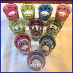 RARE SET! 10 Val St Lambert Danse de Flore 10 oz. Highball/Tumblers 5 Colors RARE SET! 10 Val St Lambert Danse de Flore 10 oz. Highball/Tumblers 5 Colors